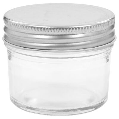 vidaXL Stekleni kozarci s srebrnimi pokrovi 24 kosov 110 ml