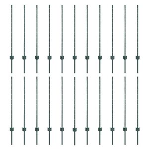 vidaXL Steber ograje. 22 pcs Zelena 140 cm Jeklo