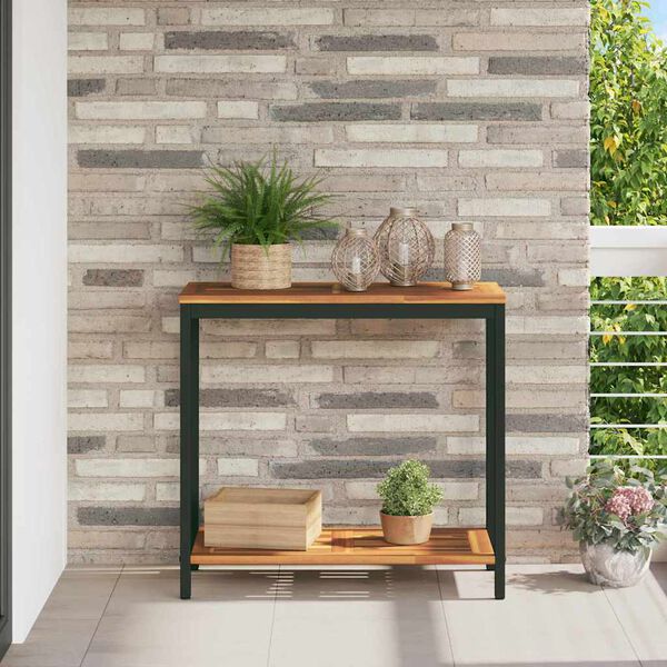 vidaXL Zunanja Miza s shranjevanjem Naravna in črna 80 x 35 x 75 cm