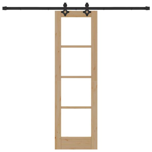 vidaXL Drsna vrata Naravna 61 x 198,5 cm Trden borov les in steklo