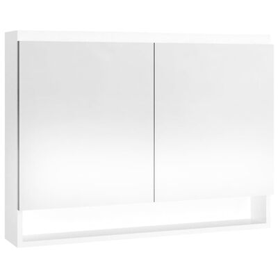 vidaXL Kopalniška omarica z ogledalom 80x15x60 cm MDF sijoče bela