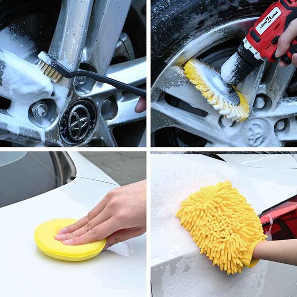 vidaXL Komplet čopiča za avtomobil večbarvno poli ratan