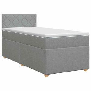 vidaXL Postelja boxspring z vzmetnico Svetlo siva 90 x 190 cm Blago