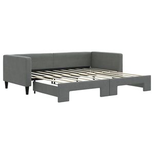 vidaXL Izvlečna dnevna postelja temno siva 100x190 cm blago