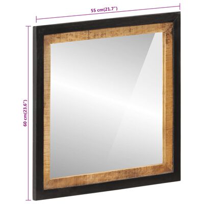 vidaXL Kopalniško ogledalo 55x1x60 cm Glass and Solid Wood Mango