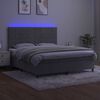 vidaXL Box spring postelja z vzmetnico LED svetlo siva 160x200cm žamet