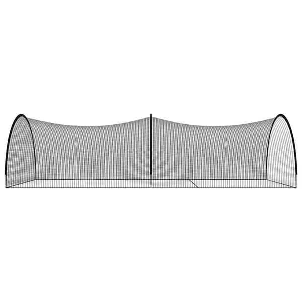 vidaXL Kletka z mrežo za baseball črna 900x400x250 cm poliester