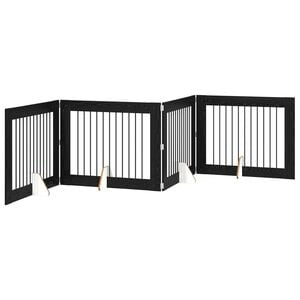 vidaXL Zložljivo pasje vrata s stojali 4 pcs Črni hrast 401 cm