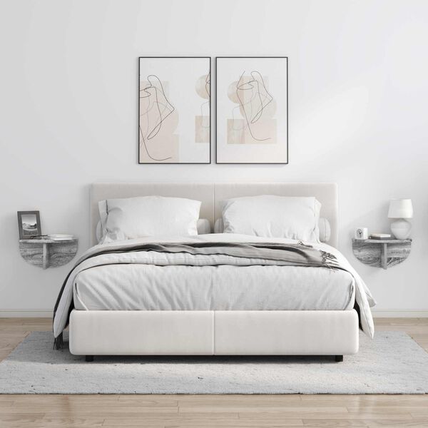 vidaXL Stenska polica Siva Sonoma 38 x 19 x 19 cm Konstruiran les