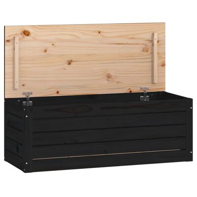 vidaXL Škatla za shranjevanje črna 89x36,5x33 cm trdna borovina