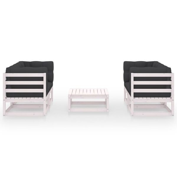 vidaXL Vrtna sedežna garnitura 5-delna z blazinami trdna borovina