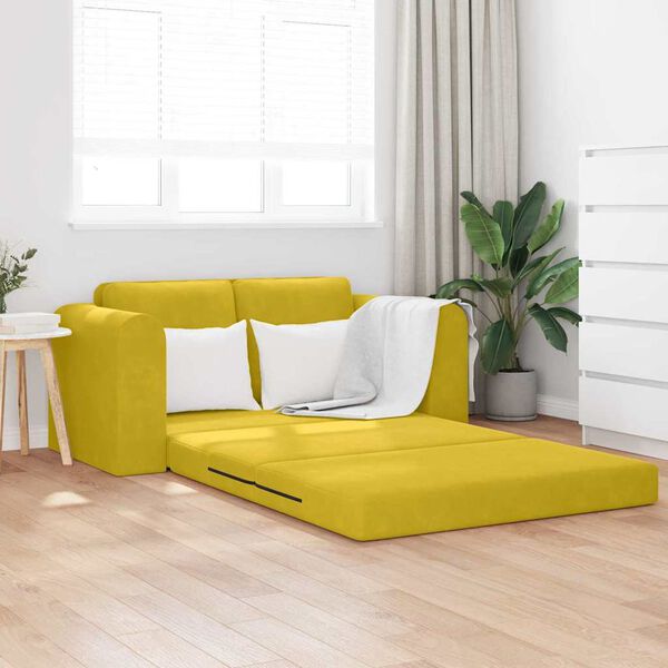vidaXL Sofa postelja 60cm Rumena Žamet