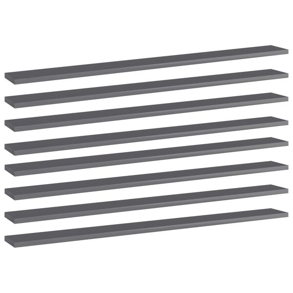 vidaXL Dodatne police za omaro 8 kosov visok sijaj sive 100x10x1,5 cm