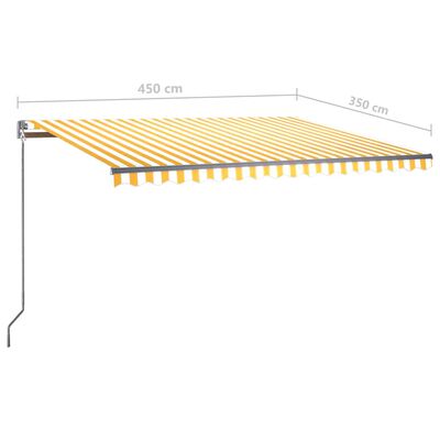 vidaXL Avtomatska tenda LED + senzor 450x350 cm rumeno/bela