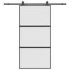 vidaXL Drsna vrata z opremo črna 102,5x205 cm kaljeno steklo