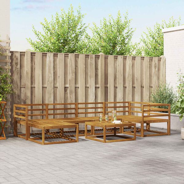 vidaXL Zunanja garnitura za sedenje 7 pcs Naravna Masiven les akacije