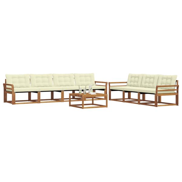 vidaXL Zunanja garnitura za sedenje z blazino 8 pcs Naravna in smetana