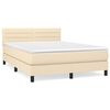 vidaXL Box spring postelja z vzmetnico krem 140x200 cm blago
