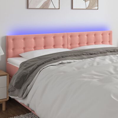 vidaXL LED posteljno vzglavje roza 200x5x78/88 cm žamet