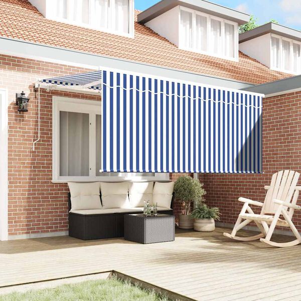 vidaXL Retraktilna tenda Modra in bela 300 x 200 cm