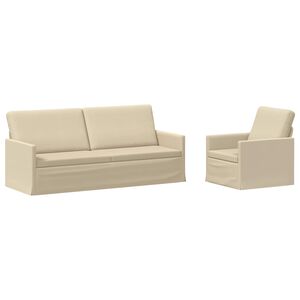 vidaXL Kavčna garnitura 2 pcs Krem Blago
