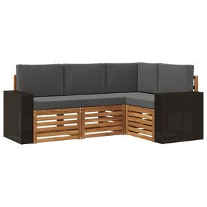 vidaXL Sedežne garniture z blazino 4 pcs Masiven les akacije