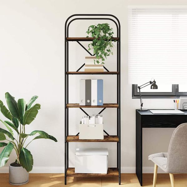 vidaXL Knjižna polica Dimljeni oreh 60 x 30 x 183 cm Konstruiran les