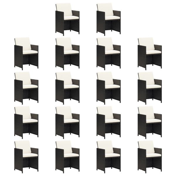 vidaXL Vrtna jedilna garnitura 19-delna z blazinami črna poli ratan