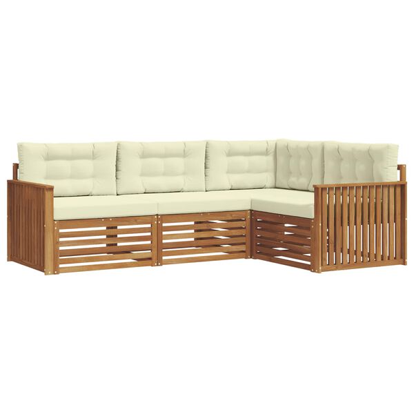 vidaXL Zunanja garnitura za sedenje z blazino 4 pcs Naravna in smetana