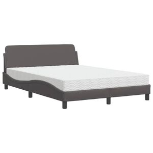 vidaXL Postelja z vzmetnico Dover siva 140x200 cm umetno usnje