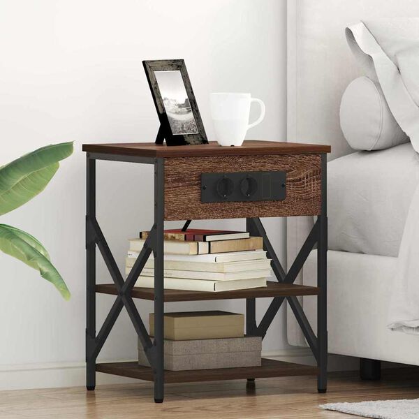 vidaXL Nočna omarica Rjav hrast 41 x 31 x 51 cm Konstruiran les