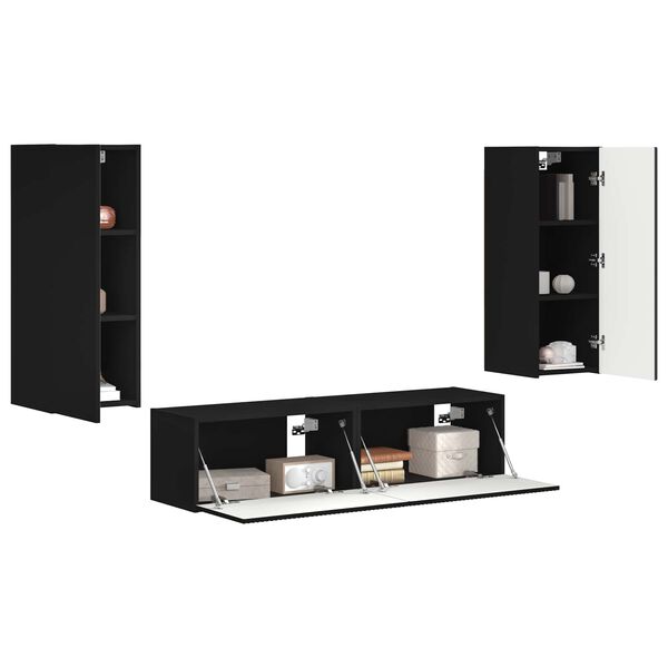 vidaXL Komplet TV omaric 2 pcs Črna Konstruiran les