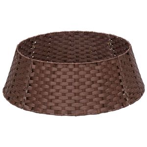 vidaXL Ovratnik za božično drevo Okrogla Temno rjava Premer 45 x 22 cm