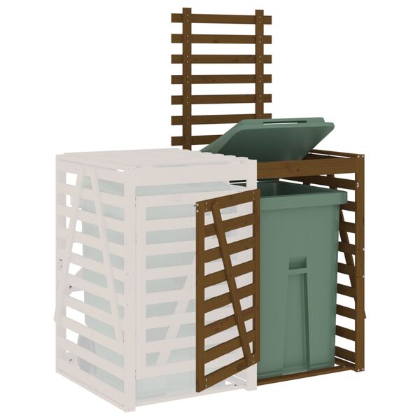 vidaXL Podaljšek lope za smetnjak medeno rjava trdna borovina