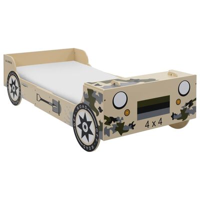 vidaXL Otroška postelja terenski avto 90x200 cm kamuflažna