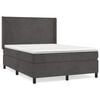 vidaXL Box spring postelja z vzmetnico temno siva 140x200 cm žamet