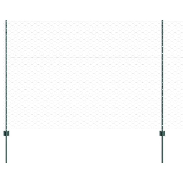 vidaXL Ograja s stebrom Zelena 1,5 x 25 m Jeklo