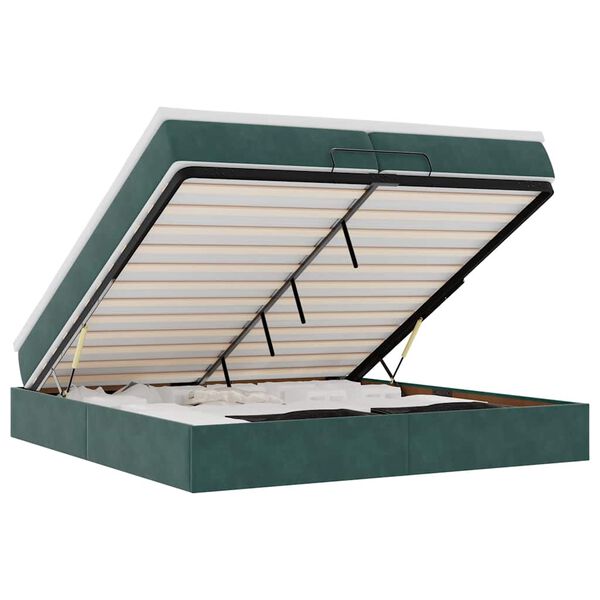 vidaXL Otomanski posteljni okvir z vzmetnicami zelen 200x200cm žamet