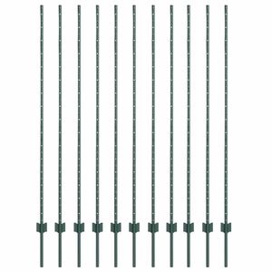 vidaXL Steber ograje. 11 pcs Zelena 150 cm Jeklo