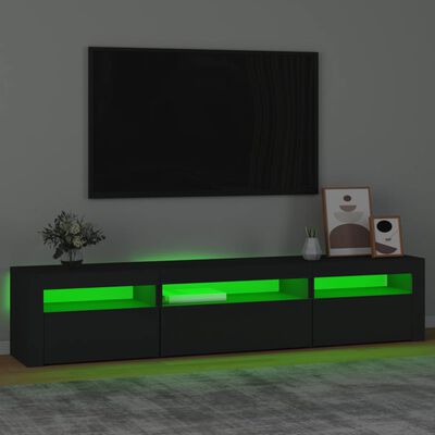 vidaXL TV omarica z LED lučkami črna 195x35x40 cm