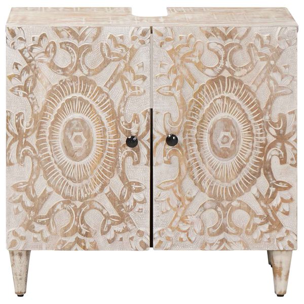 vidaXL Kopalni&scaron;ka omara za umivalnik z vrati Bela 62 x 33 x 58 cm