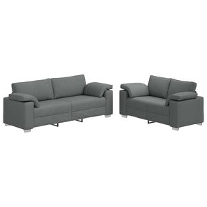 vidaXL Kavč 2 pcs Temno siva 219 x 80 x 82 cm blago