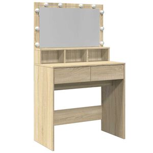 vidaXL Toaletna mizica z LED lučkami sonoma hrast 80x41x134,5 cm