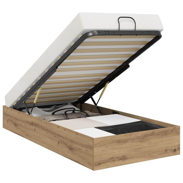 vidaXL Ottomanska postelja s shranjevanjem Obrtni Hrast 90 x 200 cm