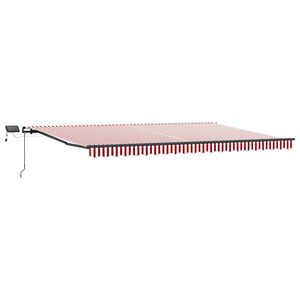 vidaXL Vlečna tenda Rdeča in bela 500 &times; 300 cm Tkanina in aluminij