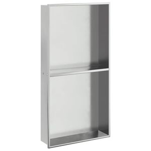 vidaXL Ni&scaron;a za tu&scaron; kabino bru&scaron;eno srebro 32x62x9 cm nerjaveče jeklo