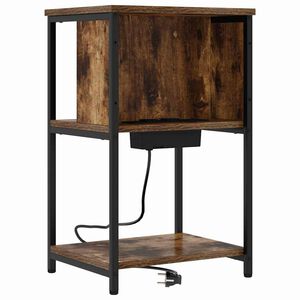 vidaXL Nočna omarica Dimljeni oreh 38 x 31 x 61 cm Konstruiran les