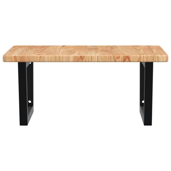 vidaXL Stenska polica za umivalnik jeklo in trdna hrastovina