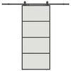 vidaXL Drsna vrata z opremo črna 90x205 cm ESG steklo