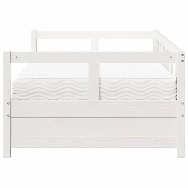 vidaXL Dnevna postelja z vzmetnico bela 80x200 cm trdna borovina